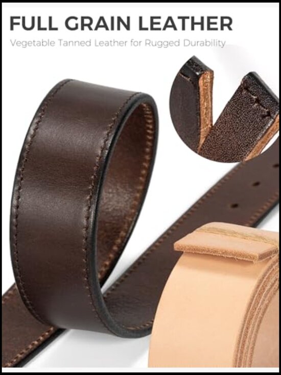 Womens Leather Belt with Gold Buckle for Jeans Pants main image 5
